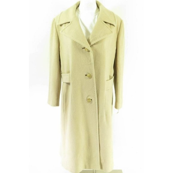 Capwells Jackets & Blazers - Vintage 70s Cashmere Over Coat L Champagne Pockets